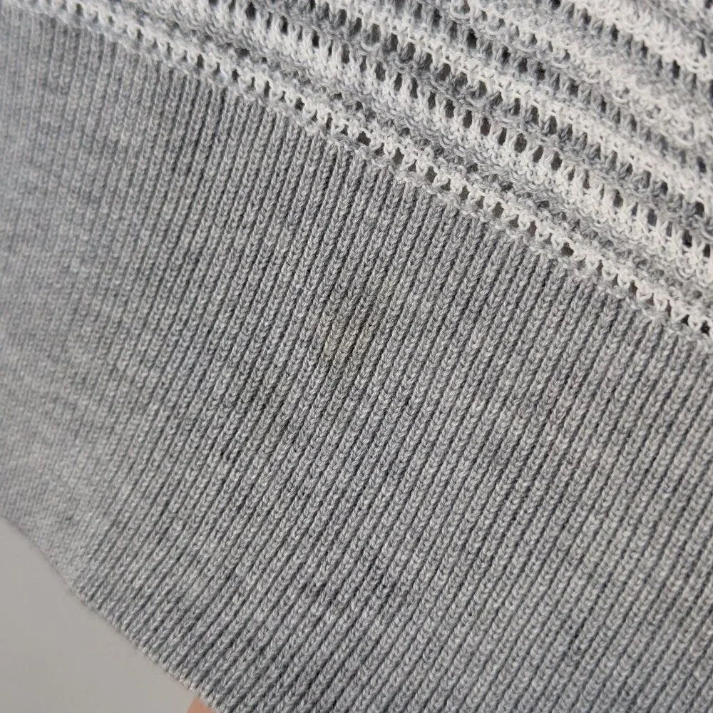 Veronica Beard Jeans Crochet Knit Gray Shirt Size Large - Picture 6 of 7